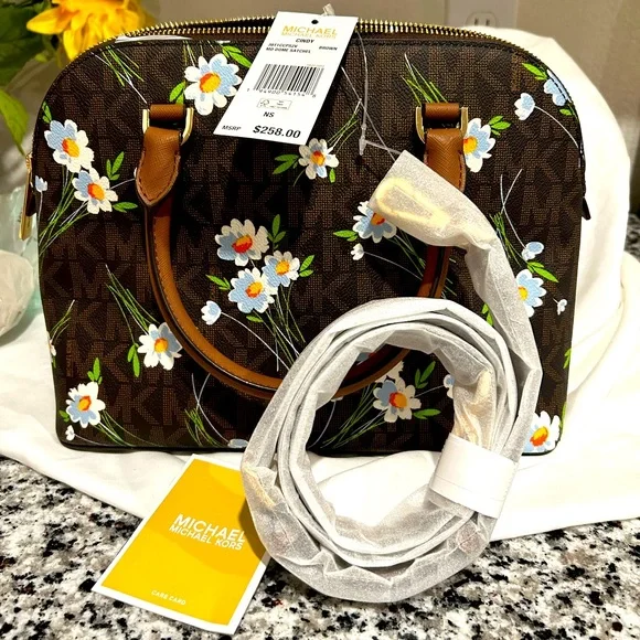 Michael Kors Cindy Floral Satchel - Picture 9 of 10